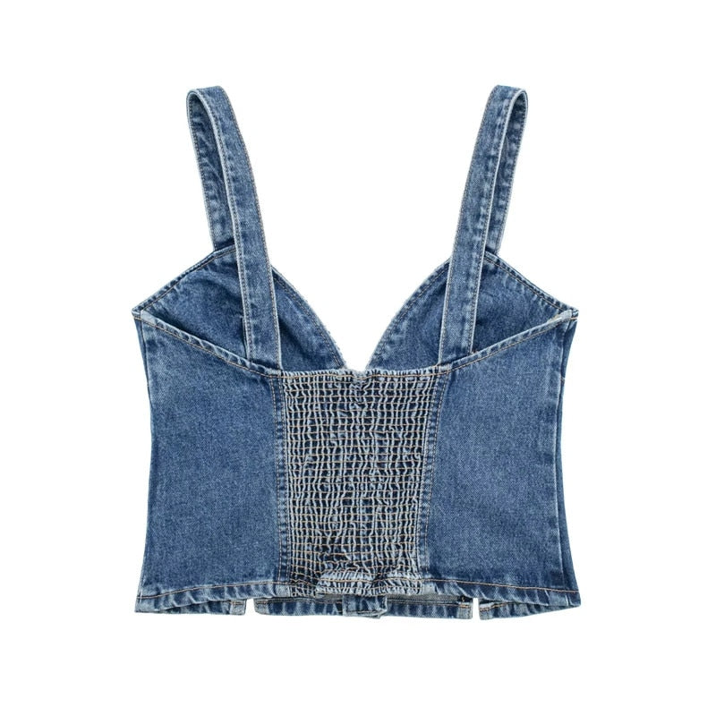 Women's Blue Denim Corset - Memento Dash Suppliers LLC