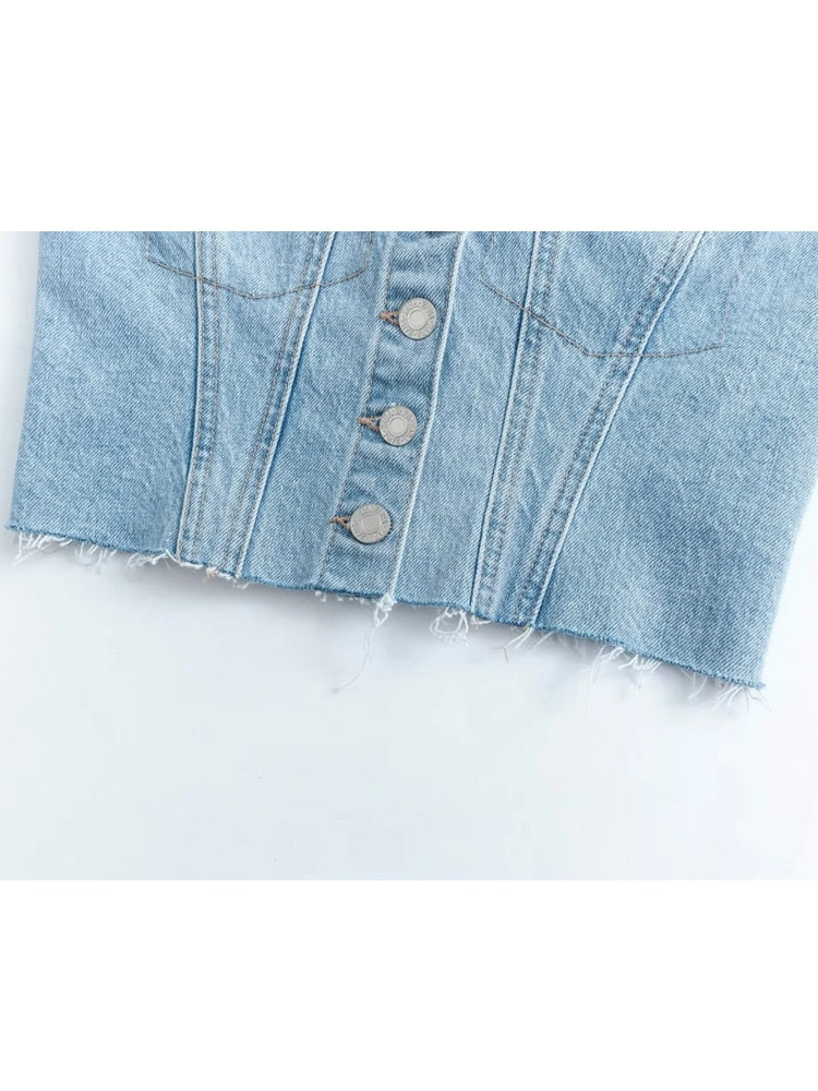 Women's Blue Denim Corset - Memento Dash Suppliers LLC