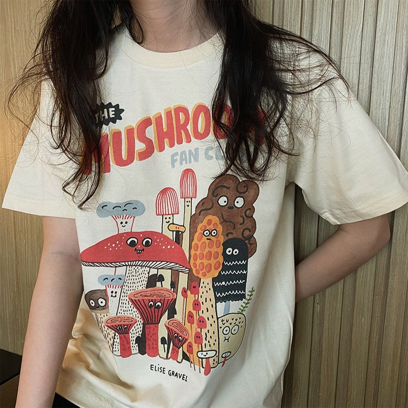 Women's Apricot Mushroom Tee - Memento Dash Suppliers LLC