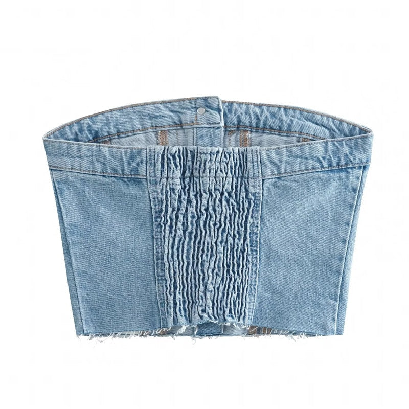 Women's Blue Denim Corset - Memento Dash Suppliers LLC