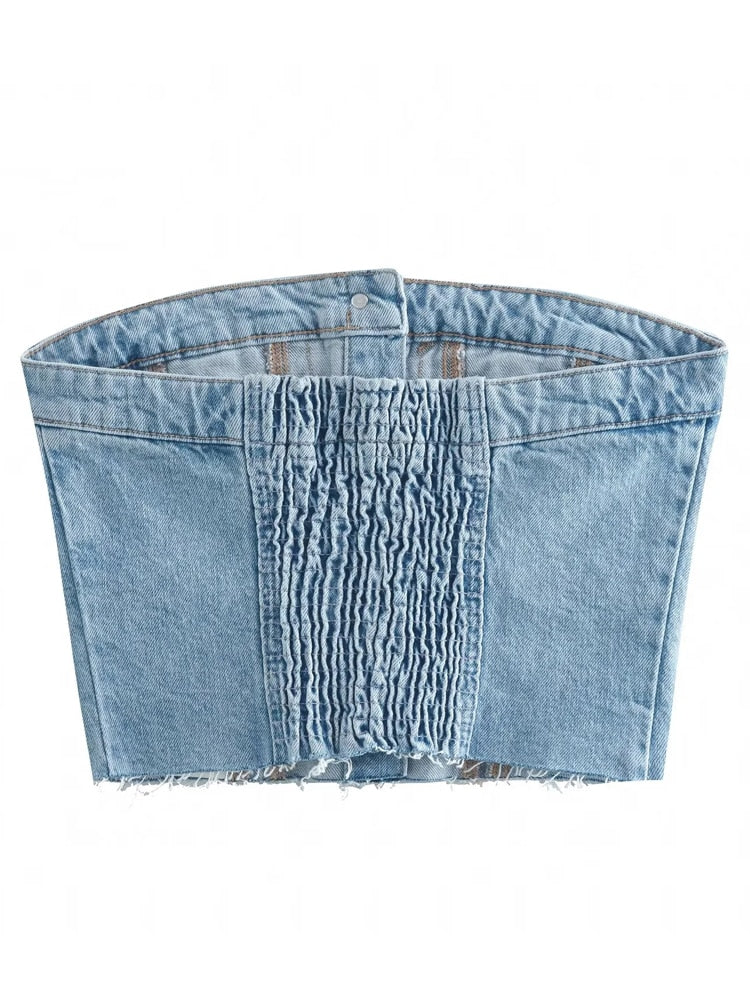 Women's Blue Denim Corset - Memento Dash Suppliers LLC