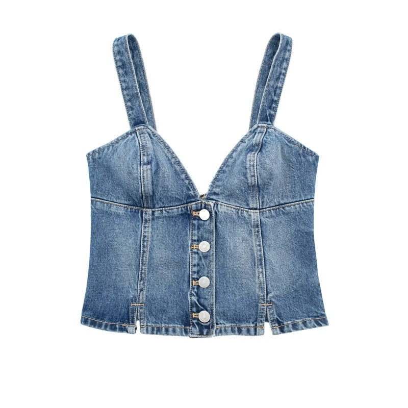 Women's Blue Denim Corset - Memento Dash Suppliers LLC