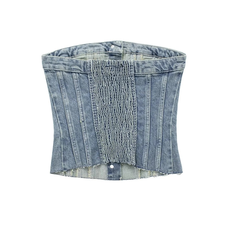 Women's Blue Denim Corset - Memento Dash Suppliers LLC